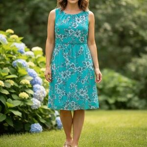 NorthStyle Turquoise Floral Midi Dress